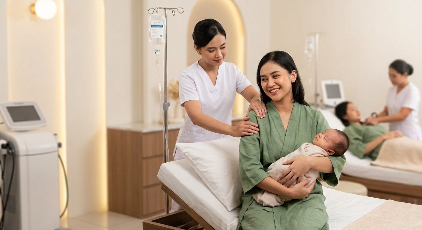 Ibu baru juga perlu dirawat. Kenali Post Maternity Program Seraphim Medical Center dengan INDIBA Pain Therapy, Lymphatic Massage, dan Basic Immunobooster Drip.